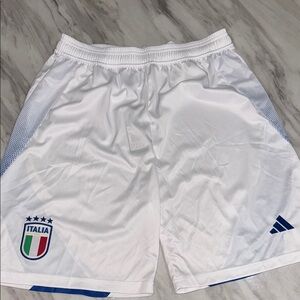 Adidas Men's White Shorts with Italy Emblem